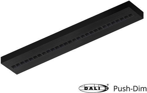 Pragmalux LED Opbouwarmatuur Optic zwarte reflector 20x120cm 36W 4050-4400lm 3000K-3500K-4000K 3CCT CRI>90 UGR<16 zwart RAL9005 + Philips DALI driver