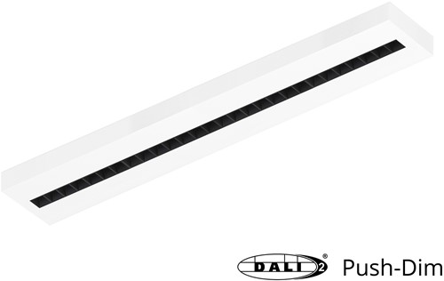 Pragmalux LED Opbouwarmatuur Optic zwarte reflector 20x120cm 36W 4050-4400lm 3000K-3500K-4000K 3CCT CRI>90 UGR<16 wit RAL9003 + Philips DALI driver