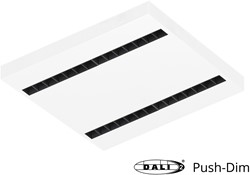 Pragmalux LED Opbouwarmatuur Optic zwarte reflector 60x60cm 36W 4050-4400lm 3000K-3500K-4000K 3CCT CRI>90 UGR<16 wit RAL9003 + Philips DALI driver