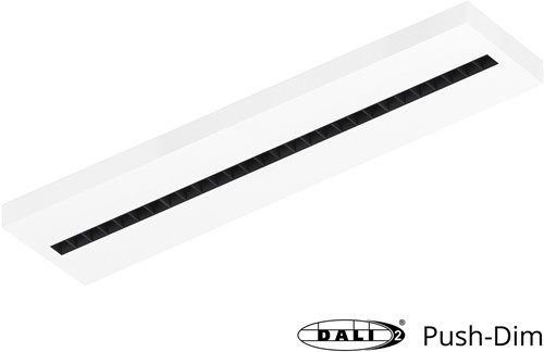Pragmalux LED Opbouwarmatuur Optic zwarte reflector 30x120cm 36W 4050-4400lm 3000K-3500K-4000K 3CCT CRI>90 UGR<16 wit RAL9003 + Philips DALI driver