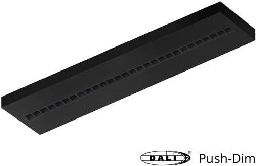 Pragmalux LED Opbouwarmatuur Optic zwarte reflector 30x120cm 36W 4050-4400lm 3000K-3500K-4000K 3CCT CRI>90 UGR<16 zwart RAL9005 + Philips DALI driver