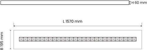Pragmalux LED Opbouwarmatuur Optic zwarte reflector 200x1570mm 38-50W 4600-6200lm 3000K-3500K-4000K 3CCT CRI>90 UGR<16 wit RAL9003 + Osram driver-1