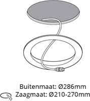 Pragmalux LED Downlight Spectre opvulring buitenmaat Ø286mm zaagmaat Ø210-270mm wit-1