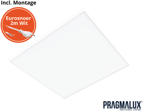 Pragmalux LED Paneel 60x60cm Essence G3 25-34W 3000K-6000K 3-CCT 3050-4350lm UGR<19 +Driver incl. eurosnoer 2m wit (4x14W)