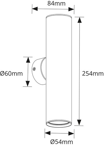 Pragmalux wandarmatuur Pareto 54 Rond up/down Ø54x254mm wit RAL9003 - incl. GU10 fitting-1