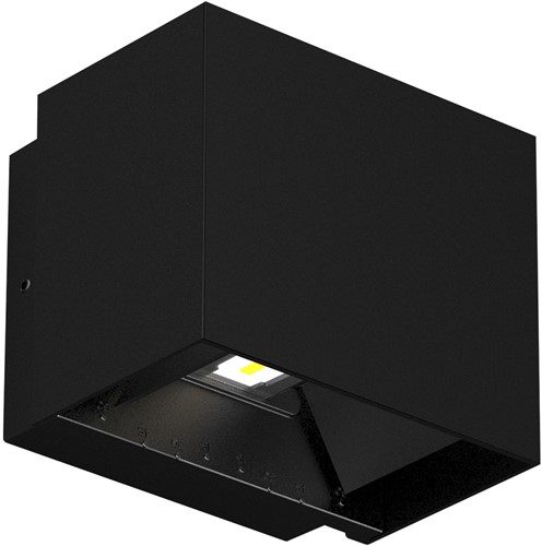 Pragmalux LED Wandarmatuur Parono IP65 Up/Down 6W 580lm 3000K instelbare lichtbundel Zwart RAL9005-1