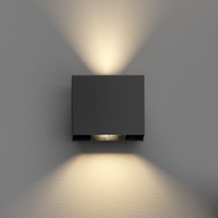 Pragmalux LED Wandarmatuur Parono IP65 Up/Down 6W 500lm 2700K instelbare lichtbundel Zwart RAL9005-7