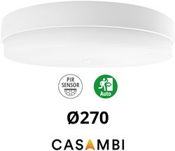 Pragmalux LED Plafonnière / Wandarmatuur Dura-S Wit Ø270 IP64 IK10 max.9W 1050-1100lm 3000K-3500K-4000K 3-CCT + Casambi PIR sensor + noodmodule 1uur autotest