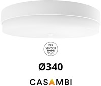 Pragmalux LED Plafonnière / Wandarmatuur Dura-M Wit Ø340 IP64 IK10 max.18W 2200-2300lm 3000K-3500K-4000K 3-CCT + Casambi PIR sensor