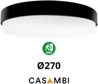 Pragmalux LED Plafonnière / Wandarmatuur Dura-S Zwart Ø270 IP64 IK10 max.9W 1050-1100lm 3000K-3500K-4000K 3-CCT + Casambi driver + noodmodule 1uur autotest