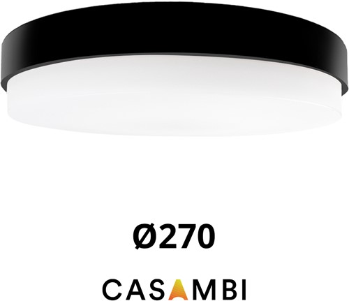 Pragmalux LED Plafonnière / Wandarmatuur Dura-S Zwart Ø270 IP64 IK10 max.9W 1050-1100lm 3000K-3500K-4000K 3-CCT + Casambi driver