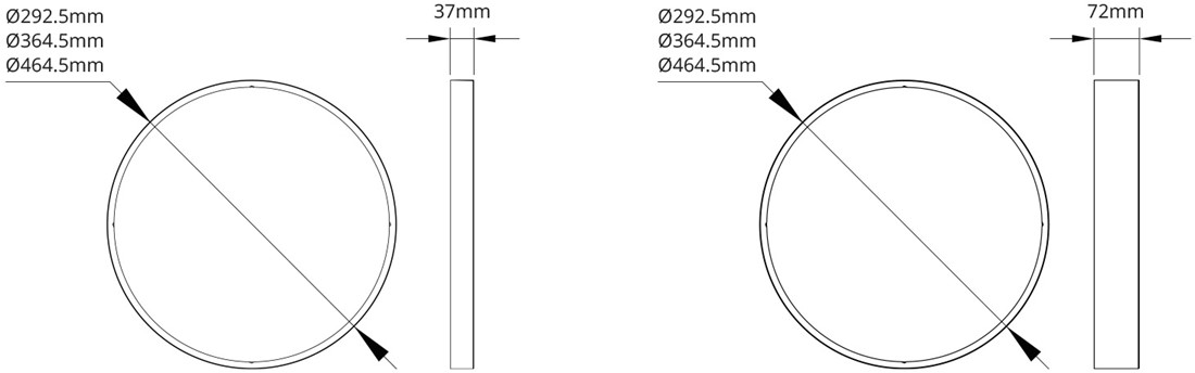 Pragmalux LED loftslampe / pendellampe Plano-M tilbehør deco ring sort Ø360x37mm
