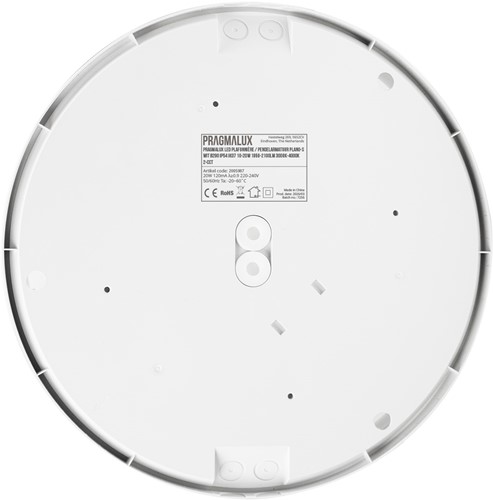 Pragmalux LED Plafonnière / Pendelarmatuur Plano-S Wit Ø290 IP54 IK07 10-20W 1050-2100lm 3000K-4000K 2-CCT + bewegingssensor-3