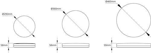 Pragmalux LED Plafonnière / Pendelarmatuur Plano-S Wit Ø290 IP54 IK07 10-20W 1050-2100lm 3000K-4000K 2-CCT + daglichtsensor + noodmodule 1uur autotest-5