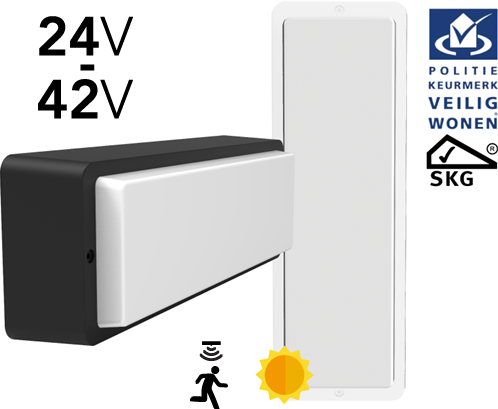 Pragmalux LED Portiek Port-M PKVW IP66 IK10 24-42V AC/DC 2,75-5W 295-570lm 3000K-4000K 2-CCT + Step-dim daglicht & bewegingssensor