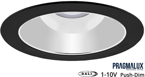 Pragmalux LED Downlight Spectre SR IP54 10-25W 3000K-5700K 3-CCT 1150-2750lm zwart Ø228 Buitenmaat - Gatmaat Ø200-210 +Universele LED Driver (DALI2, 1-10V, Push-dim) (2x26W)