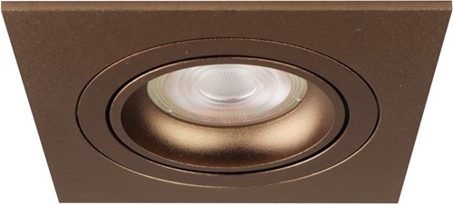 Pragmalux Inbouwspot Boxy Vierkant Kantelbaar Bronze RAL8000 - Incl. GU10 Fitting-1