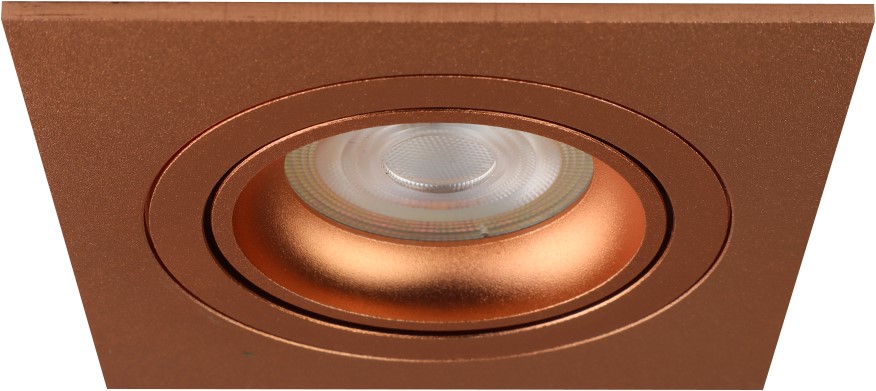 Pragmalux indbygget spotlight med bladfjedre, firkantet vinkelret tiltbar kobber RAL1001 - inkl. GU10 fitting