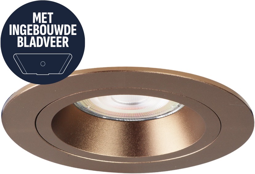 Pragmalux indbygget spotlight med bladfjedre Ados Round Bronze RAL8000 - inkl. GU10 Fitting