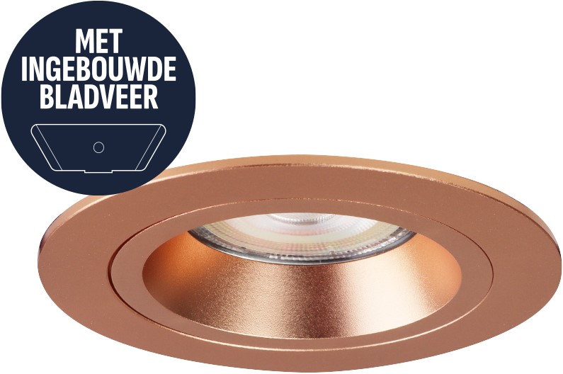 Pragmalux indbygget spotlight med bladfjedre Ados rund kobber RAL1001 - inkl. GU10 fitting