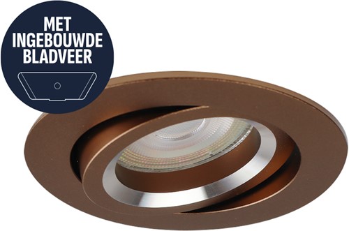 Pragmalux Inbouwspot met bladveren Aura Rond Kantelbaar Bronze RAL8000 - Incl. GU10 Fitting