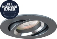 Pragmalux Inbouwspot met bladveren Aura Rond Kantelbaar Gunmetal RAL7031 - Incl. GU10 Fitting