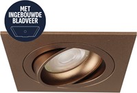 Pragmalux Inbouwspot met bladveren Boxy Vierkant Kantelbaar Bronze RAL8000 - Incl. GU10 Fitting
