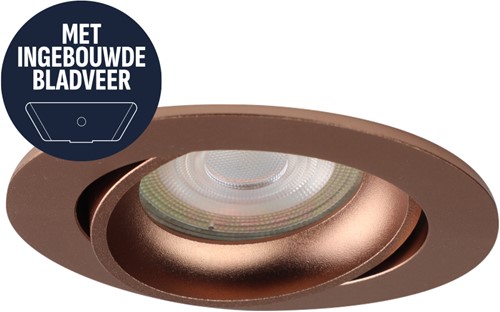 Pragmalux Inbouwspot met bladveren Delta Rond Kantelbaar  Rosé goud RAL1024 - Incl. GU10 Fitting