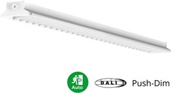 Pragmalux LED Balvast Sporthalarmatuur Sparta Eco IK08 50-80W 4000K 8000-12500lm DALI wit RAL9003 + Noodmodule 1uur zelftest