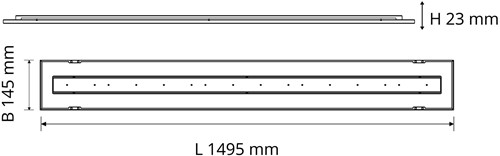 Pragmalux LED Bandrasterarmatuur Optic transparant reflector 145x1495mm 26-36W 3600-4800lm 3000K-3500K-4000K 3CCT CRI>90 UGR<16 zwart RAL9005 + Philips driver + plenum-2