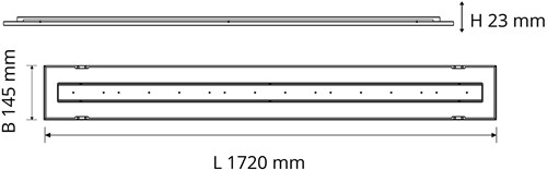 Pragmalux LED Bandrasterarmatuur Optic zwarte reflector 145x1720mm 26-36W 3200-4400lm 3000K-3500K-4000K 3CCT CRI>90 UGR<16 zwart RAL9005 + Philips driver + plenum-2