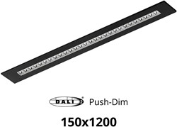 Pragmalux LED Bandrasterarmatuur Optic hoogglans reflector 145x1195mm 36W 4400-4800lm 3000K-3500K-4000K 3CCT CRI>90 UGR<16 zwart RAL9005 + Philips DALI driver + plenum
