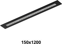 Pragmalux LED Bandrasterarmatuur Optic hoogglans reflector 145x1195mm 26-36W 3600-4800lm 3000K-3500K-4000K 3CCT CRI>90 UGR<16 zwart RAL9005 + Philips driver + plenum