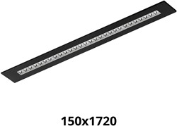 Pragmalux LED Bandrasterarmatuur Optic hoogglans reflector 145x1720mm 26-36W 3600-4800lm 3000K-3500K-4000K 3CCT CRI>90 UGR<16 zwart RAL9005 + Philips driver + plenum