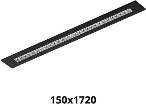 Pragmalux LED Bandrasterarmatuur Optic hoogglans reflector 145x1720mm 36W 4400-4800lm 3000K-3500K-4000K 3CCT CRI>90 UGR<16 zwart RAL9005 + Philips DALI driver + plenum-1