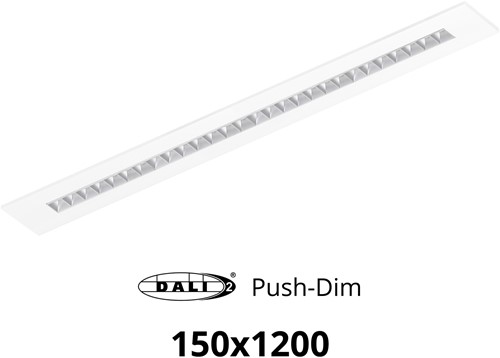 Pragmalux LED Bandrasterarmatuur Optic matte reflector 145x1195mm 36W 4350-4750lm 3000K-3500K-4000K 3CCT CRI>90 UGR<16 wit RAL9003 + Philips DALI driver + plenum