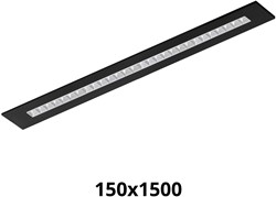 Pragmalux LED Bandrasterarmatuur Optic matte reflector 145x1495mm 26-36W 3550-4750lm 3000K-3500K-4000K 3CCT CRI>90 UGR<16 zwart RAL9005 + Philips driver + plenum