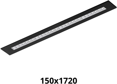 Pragmalux LED Bandrasterarmatuur Optic matte reflector 145x1720mm 26-36W 3550-4750lm 3000K-3500K-4000K 3CCT CRI>90 UGR<16 zwart RAL9005 + Philips driver + plenum