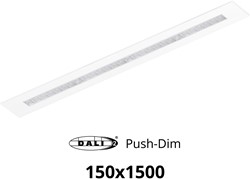 Pragmalux LED Bandrasterarmatuur Optic transparant reflector 145x1495mm 36W 4400-4800lm 3000K-3500K-4000K 3CCT CRI>90 UGR<16 wit RAL9003 + Philips DALI driver + plenum