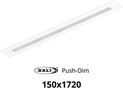 Pragmalux LED Bandrasterarmatuur Optic transparant reflector 145x1720mm 36W 4400-4800lm 3000K-3500K-4000K 3CCT CRI>90 UGR<16 wit RAL9003 + Philips DALI driver + plenum