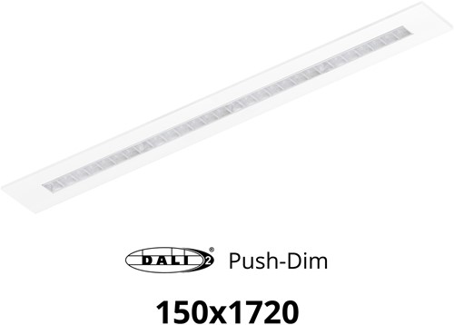 Pragmalux LED Bandrasterarmatuur Optic transparant reflector 145x1720mm 36W 4400-4800lm 3000K-3500K-4000K 3CCT CRI>90 UGR<16 wit RAL9003 + Philips DALI driver + plenum