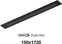 Pragmalux LED Bandrasterarmatuur Optic transparant reflector 145x1720mm 36W 4400-4800lm 3000K-3500K-4000K 3CCT CRI>90 UGR<16 zwart RAL9005 + Philips DALI driver + plenum