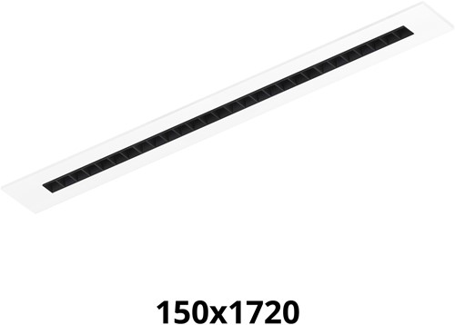 Pragmalux LED Bandrasterarmatuur Optic zwarte reflector 145x1720mm 26-36W 3200-4400lm 3000K-3500K-4000K 3CCT CRI>90 UGR<16 wit RAL9003 + Philips driver + plenum