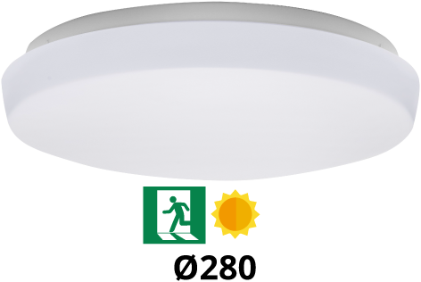 Pragmalux LED Plafonnire / Wandarmatuur Polo G3 IP64 12W 3000K-6000K 3-CCT 1000-1100lm 280 (2x18W) +Daglichtsensor & Noodmodule 3 uur manueel