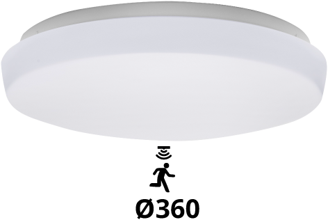 Pragmalux LED Plafonniere / Wandarmatuur Polo G3 IP64 18W 3000K-6000K 3-CCT 1550-1700lm 360 (1x26W) +Bewegingssensor