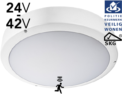 Pragmalux LED Bulkhead Venus G2 IP65 24-42V AC/DC 8W-18W 3000K-5000K 3-CCT 900-2025lm Ø300 + bewegingssensor