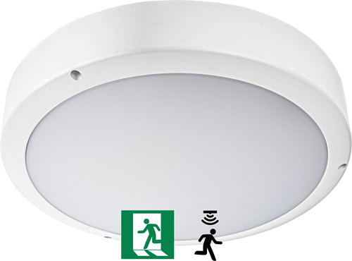 Pragmalux LED Bulkhead Venus G2 IP65 2,7W-5W 3000K-5000K 3-CCT 295-570lm Ø300 + Step-dim bewegingssensor & noodmodule 3 uur