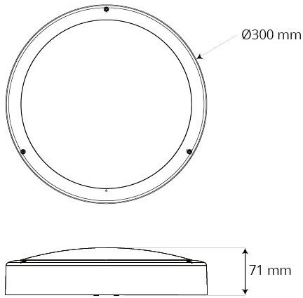 Pragmalux LED Bulkhead Venus G2 IP65 24-42V AC/DC 2,75W-5W 3000K-5000K 3-CCT 295-570lm Ø300