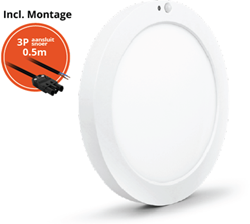 Pragmalux  LED Inbouw/Opbouw Downlight Luna G2 PIR wit IP54 15W/23W 3000K-6000K 3-CCT 1650-2450lm Ø300 Buitenmaat - Gatmaat Ø65-260 incl. LED Driver & 3P snoer