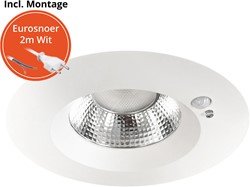 Pragmalux LED Downlight Mondial PIR IP54 facet wit 13-18W 1400-2100lm 3-CCT UGR<19 60D BØ190 - GØ150-165+LED Driver incl. eurosnoer 2m wit